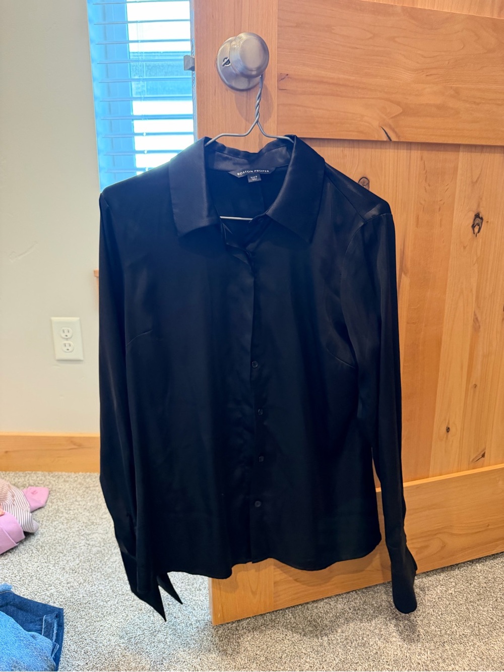Boston Proper black silk button down